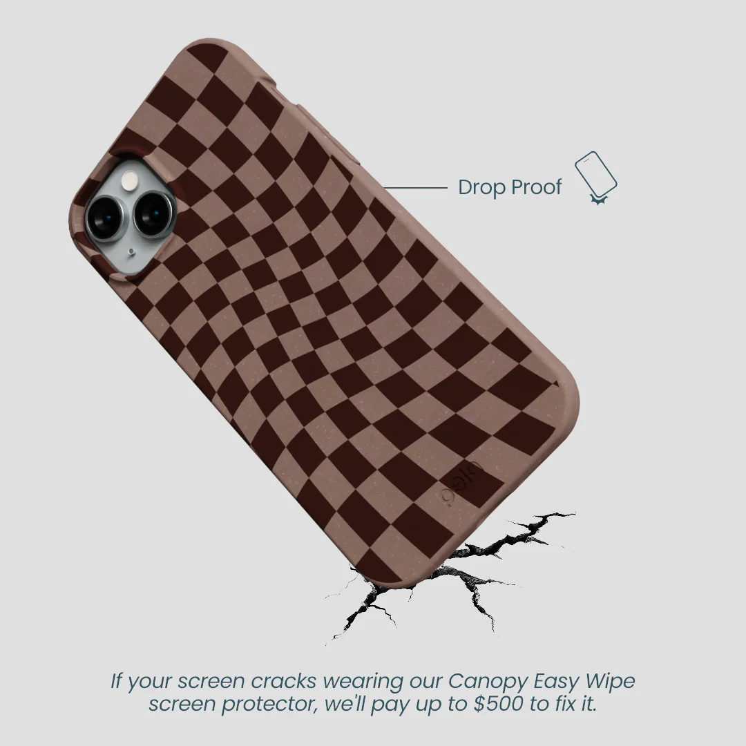 Chocolate Brown Cafe Check iPhone 15 Plus Case - Image 5