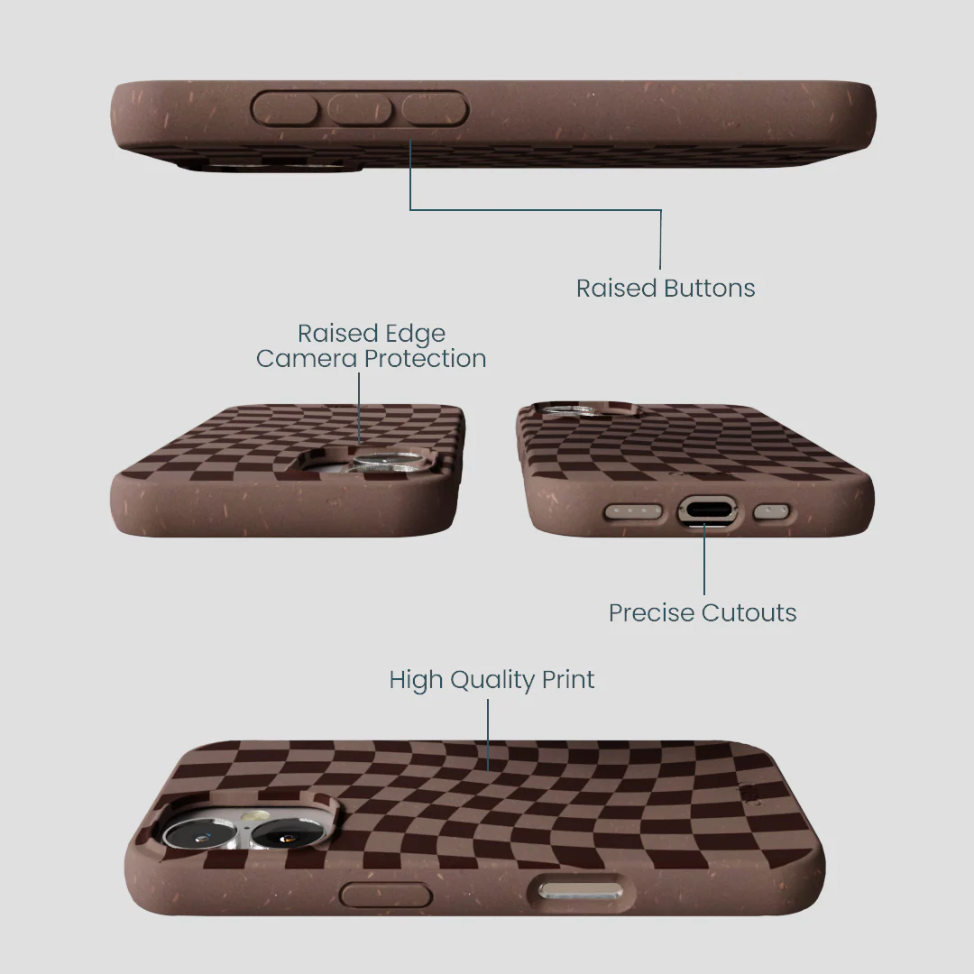 Chocolate Brown Cafe Check iPhone 16 Case - Image 3