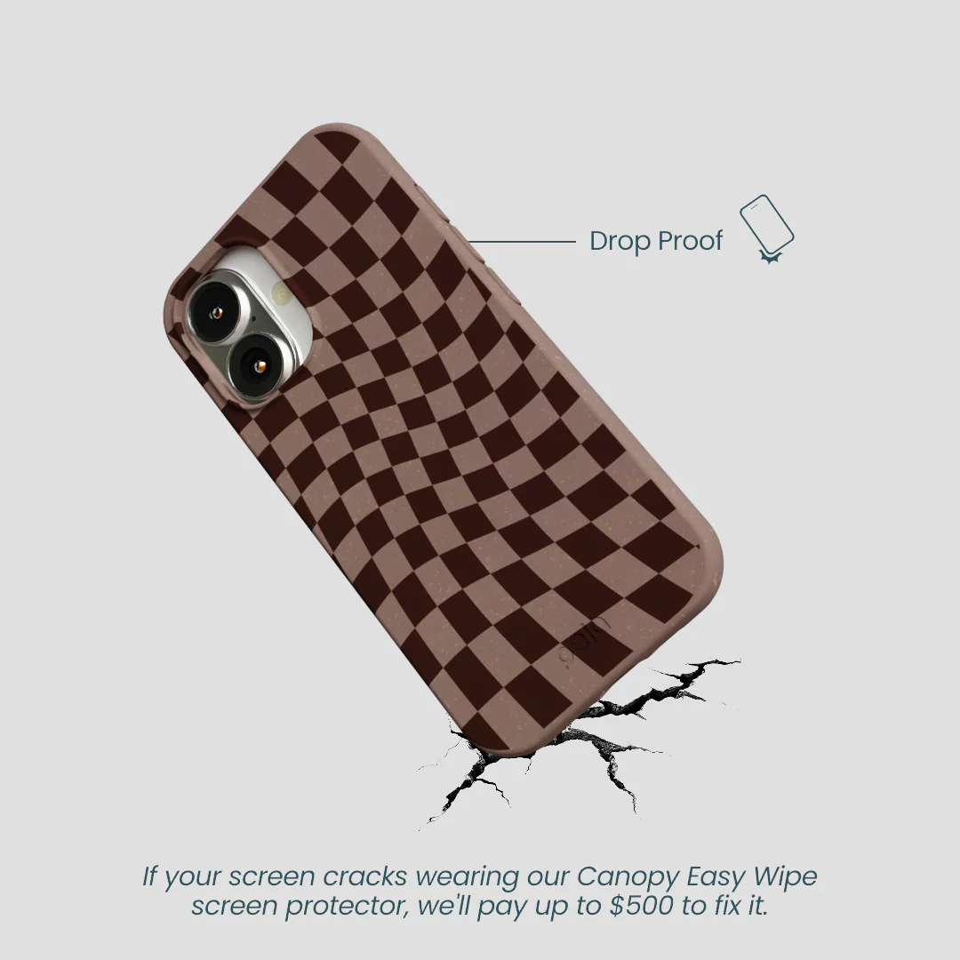 Chocolate Brown Cafe Check iPhone 16 Case - Image 5
