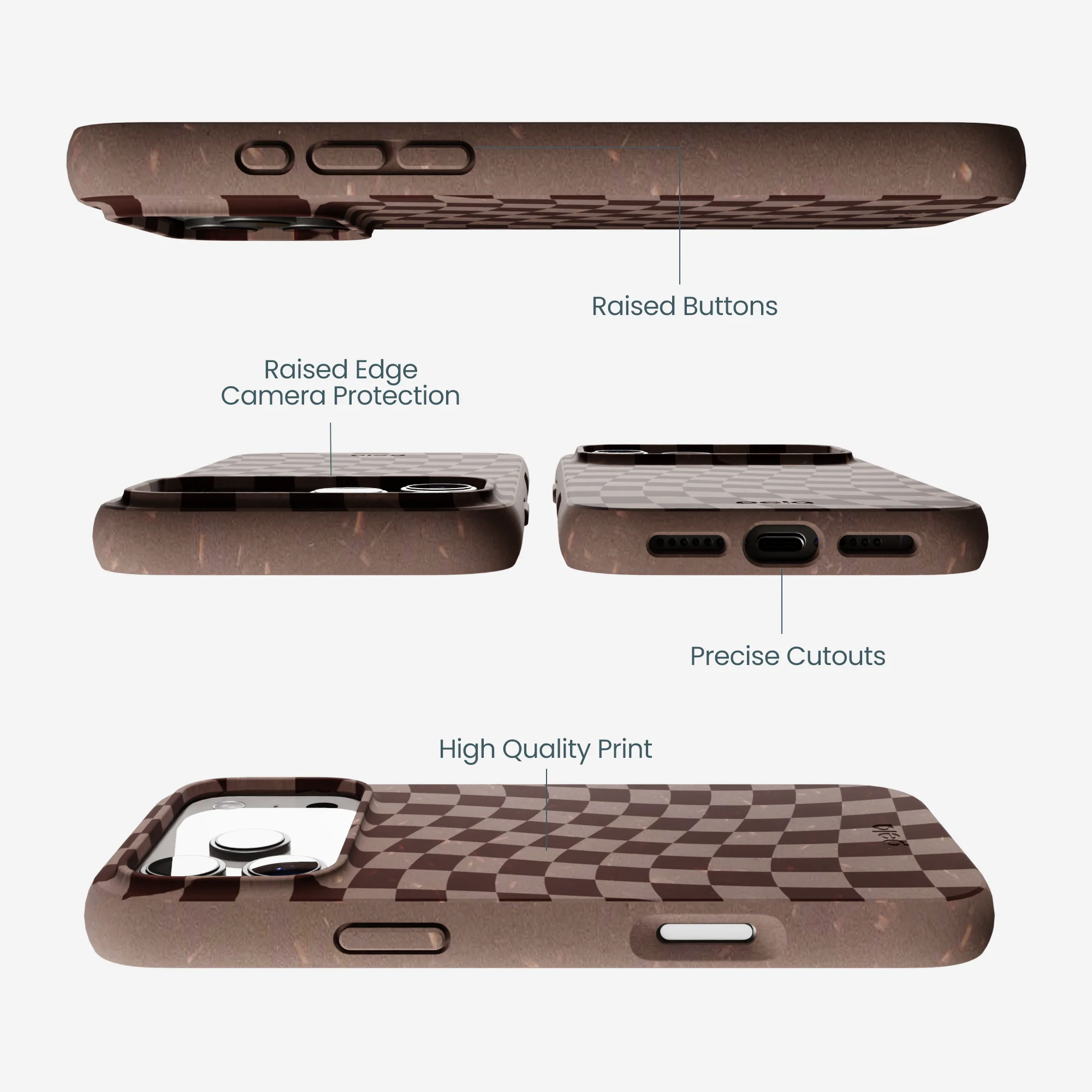 Chocolate Brown Cafe Check iPhone 17 Pro Max Case - Image 3