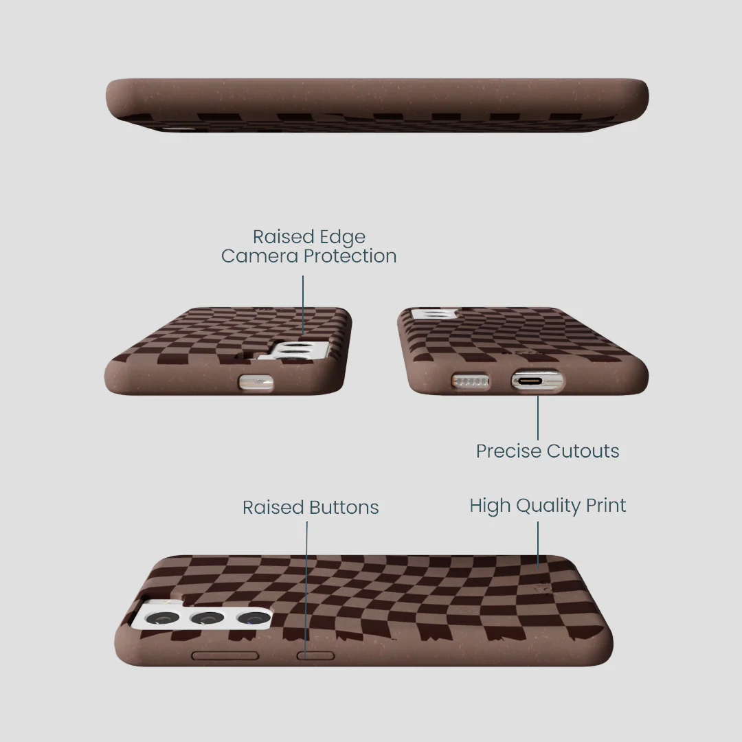 Chocolate Brown Cafe Check Samsung Galaxy S21 Case - Image 3
