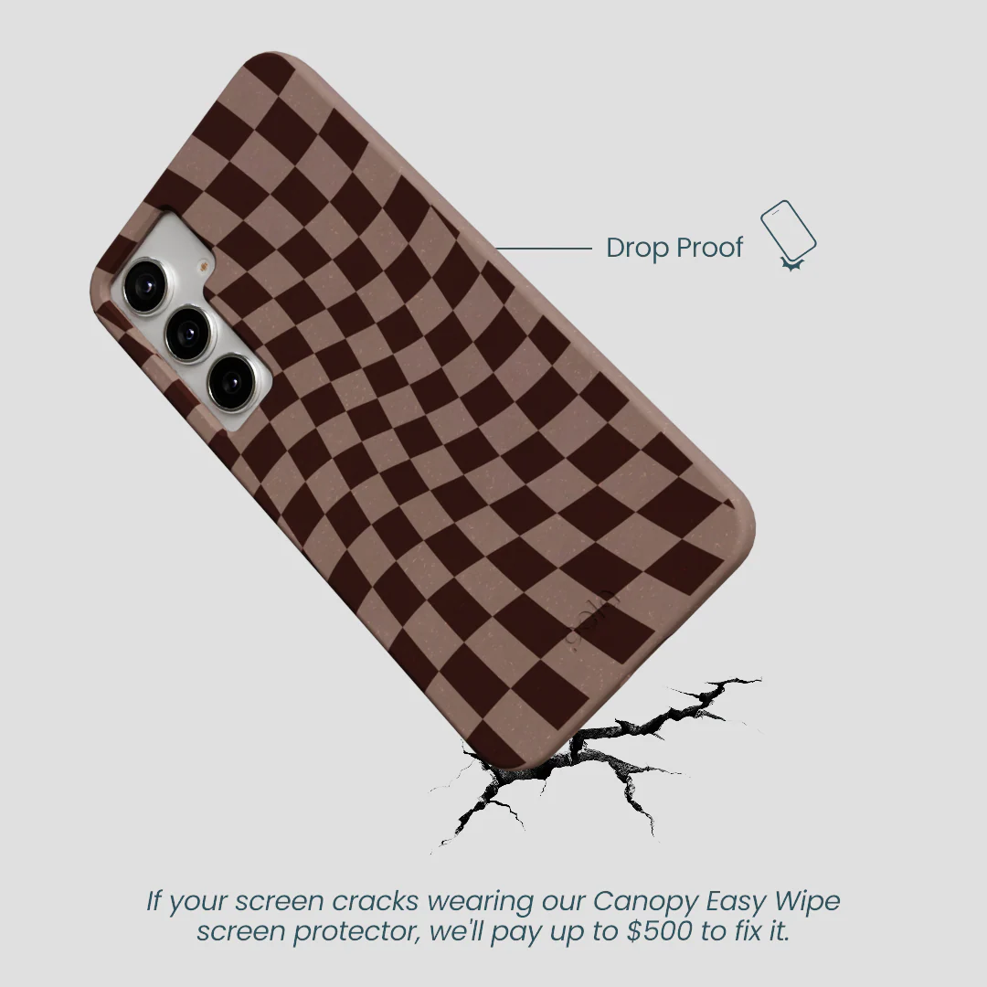 Chocolate Brown Cafe Check Samsung Galaxy S25+(Plus) Case - Image 5
