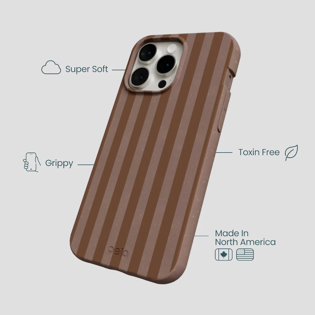 Chocolate Brown Cocoa Stripes iPhone 15 Pro Max Case - Image 4