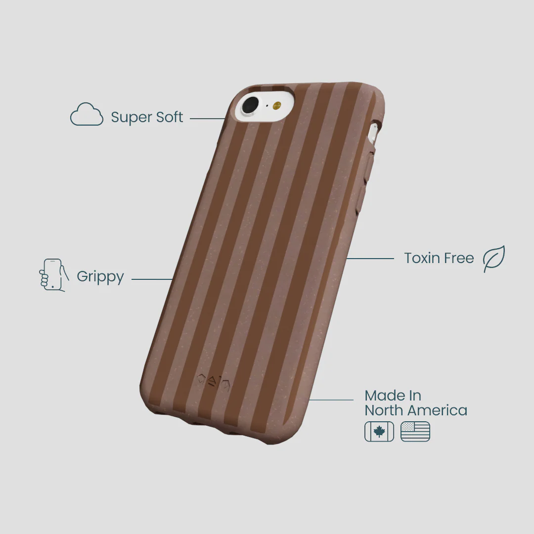 Chocolate Brown Cocoa Stripes iPhone 6/6s/7/8/SE Case - Image 4
