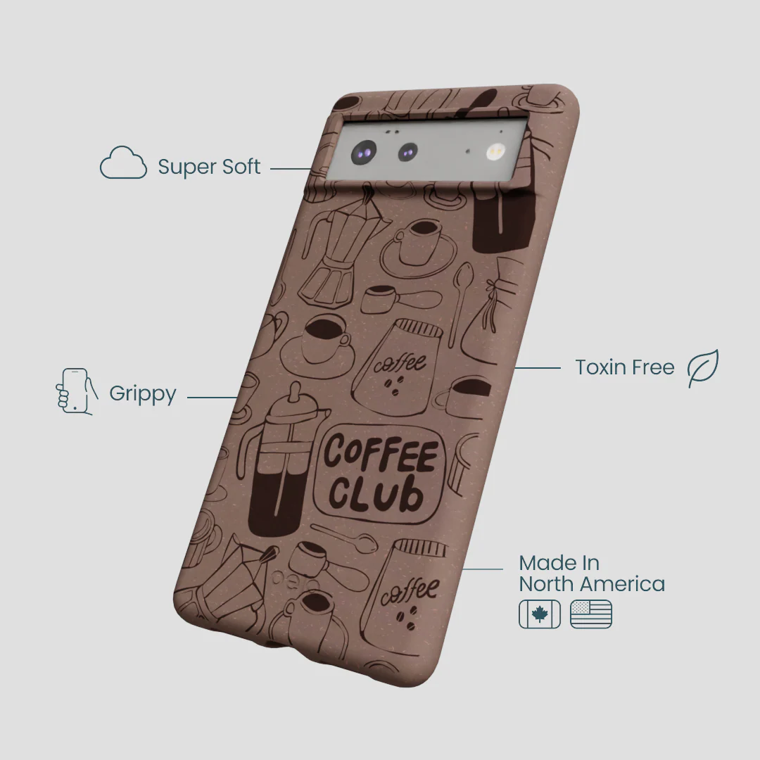 Chocolate Brown Coffee Club Google Pixel 6a Case - Image 4