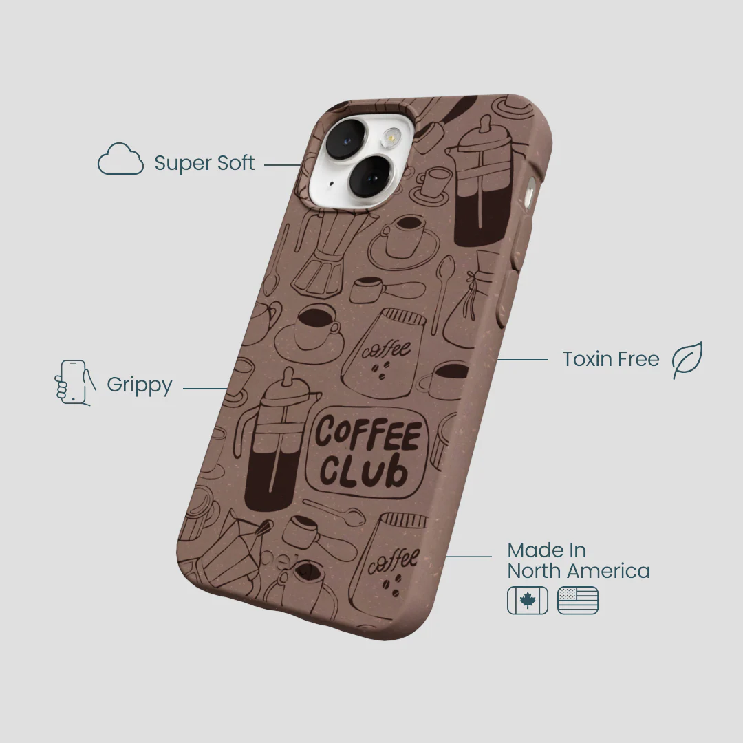 Chocolate Brown Coffee Club iPhone 13 Case - Image 4