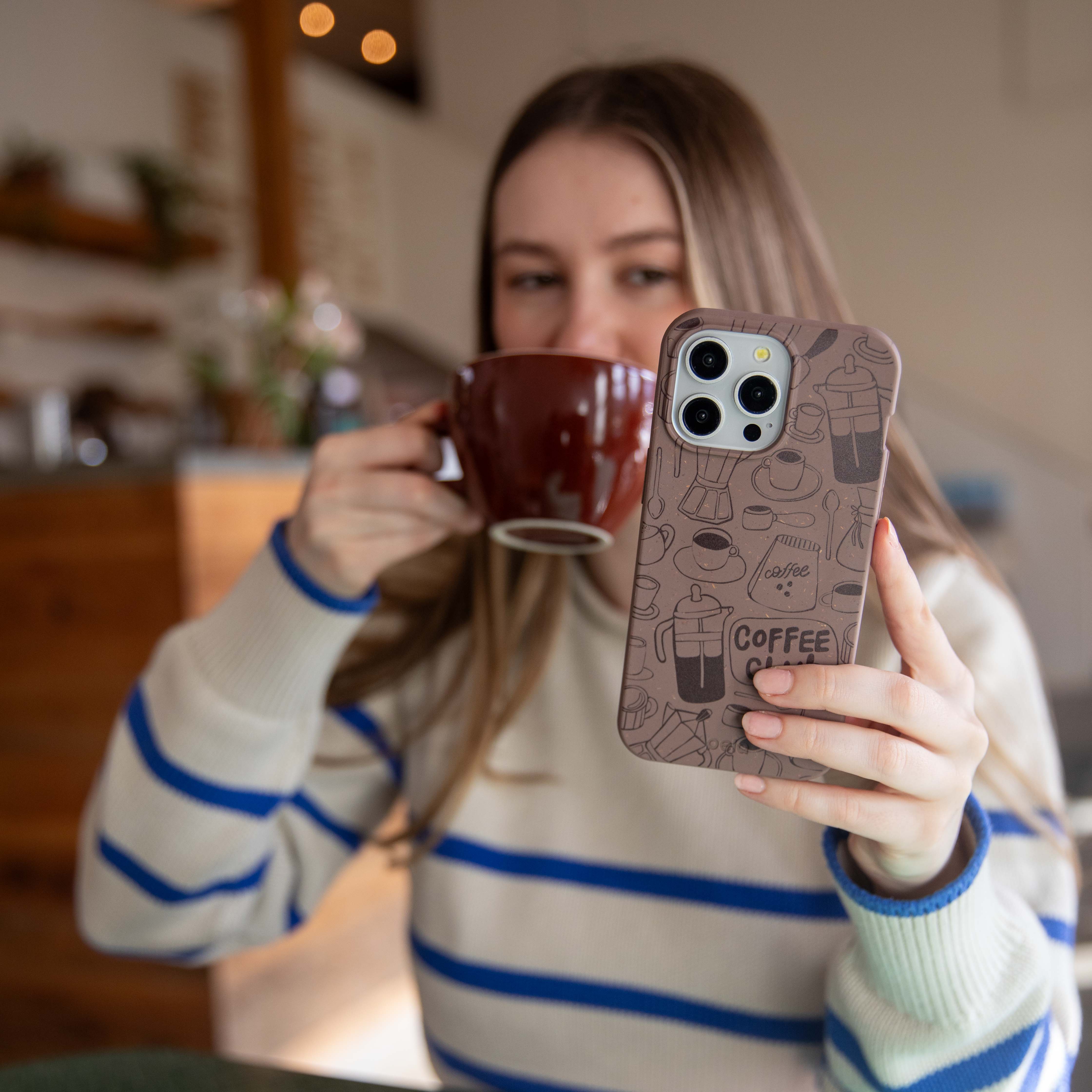 Chocolate Brown Coffee Club iPhone 13 Mini Case - Image 6
