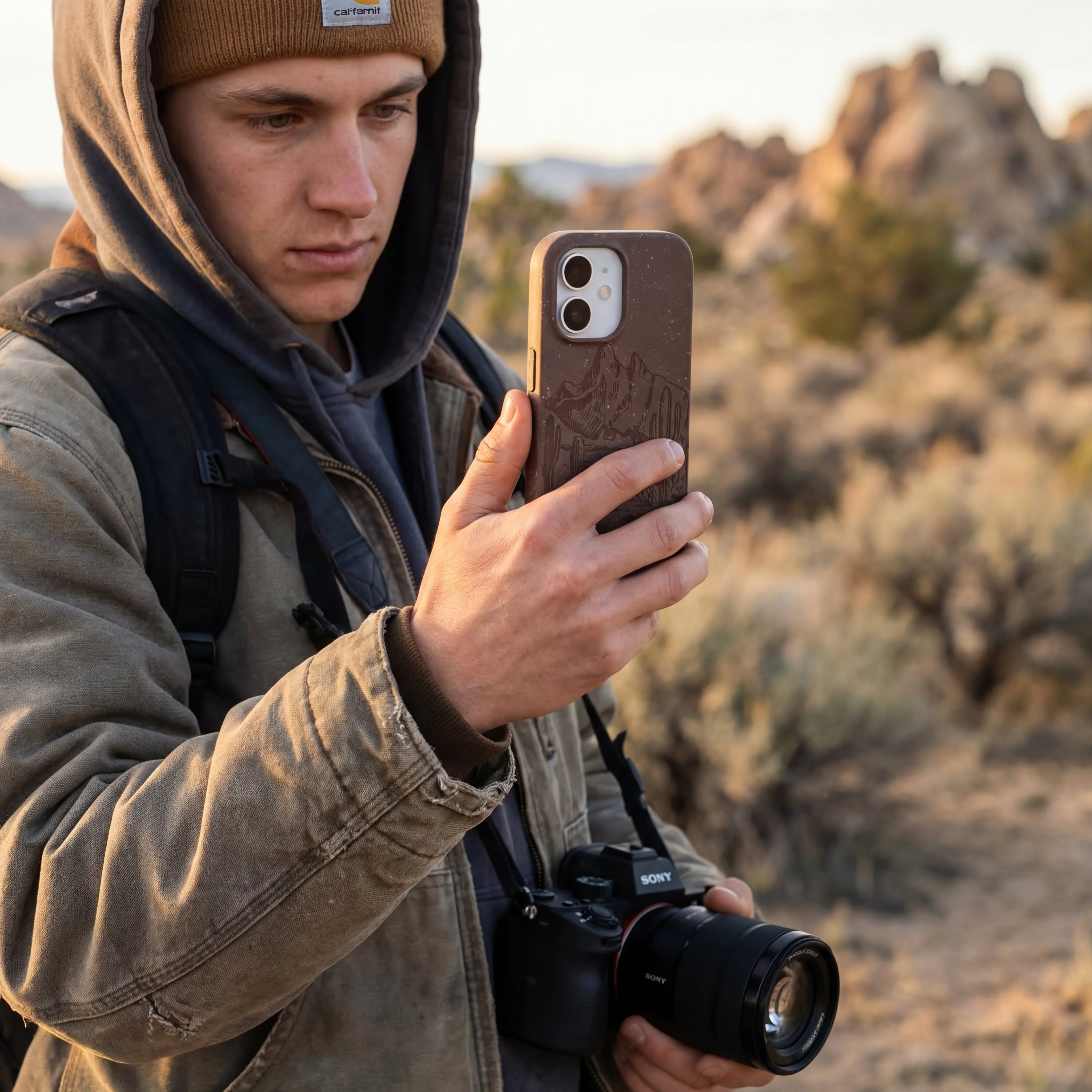 Chocolate Brown Desert Run iPhone 16 Plus Case - Image 2