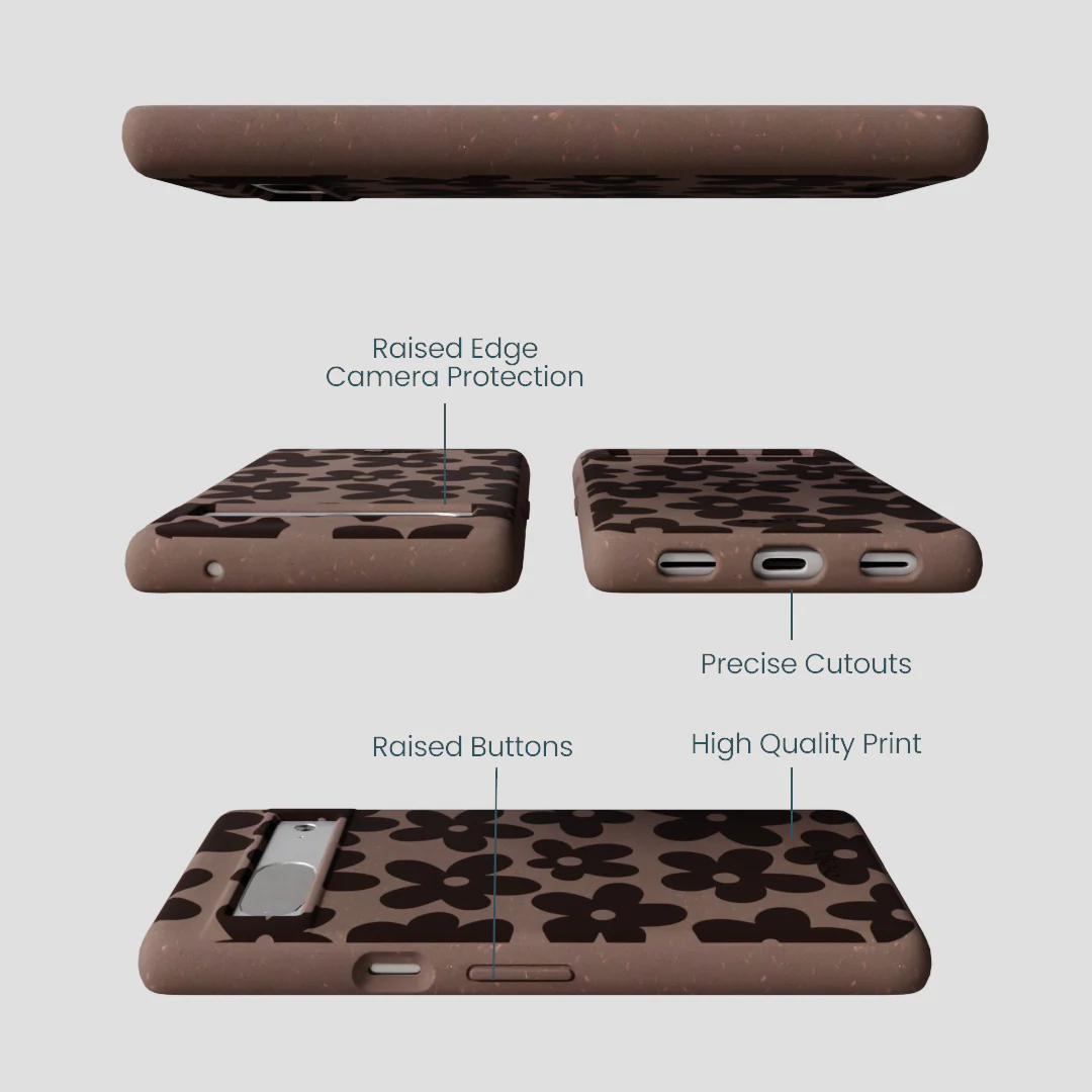 Chocolate Brown Earthy Blooms Google Pixel 7 Case - Image 3
