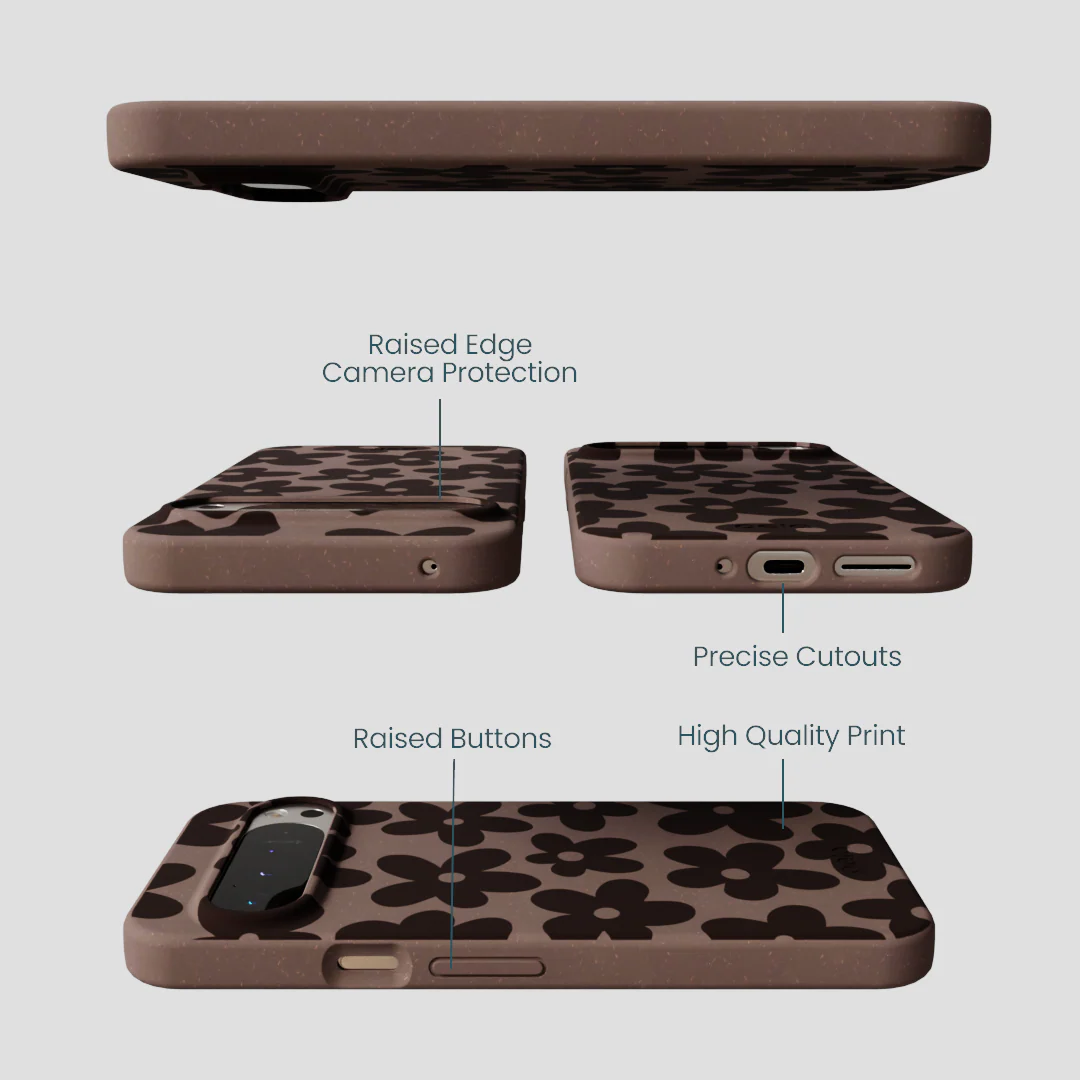 Chocolate Brown Earthy Blooms Google Pixel 9 Pro XL Case - Image 3
