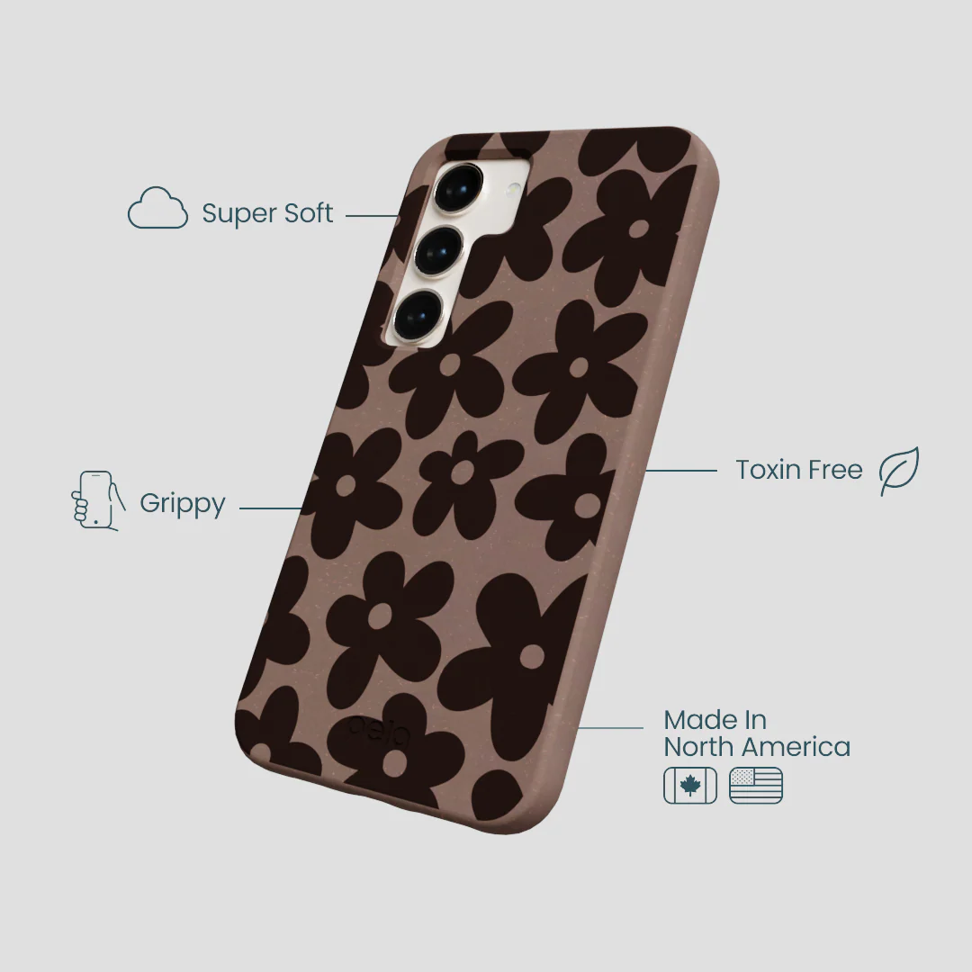 Chocolate Brown Earthy Blooms Samsung Galaxy S24 Case - Image 4