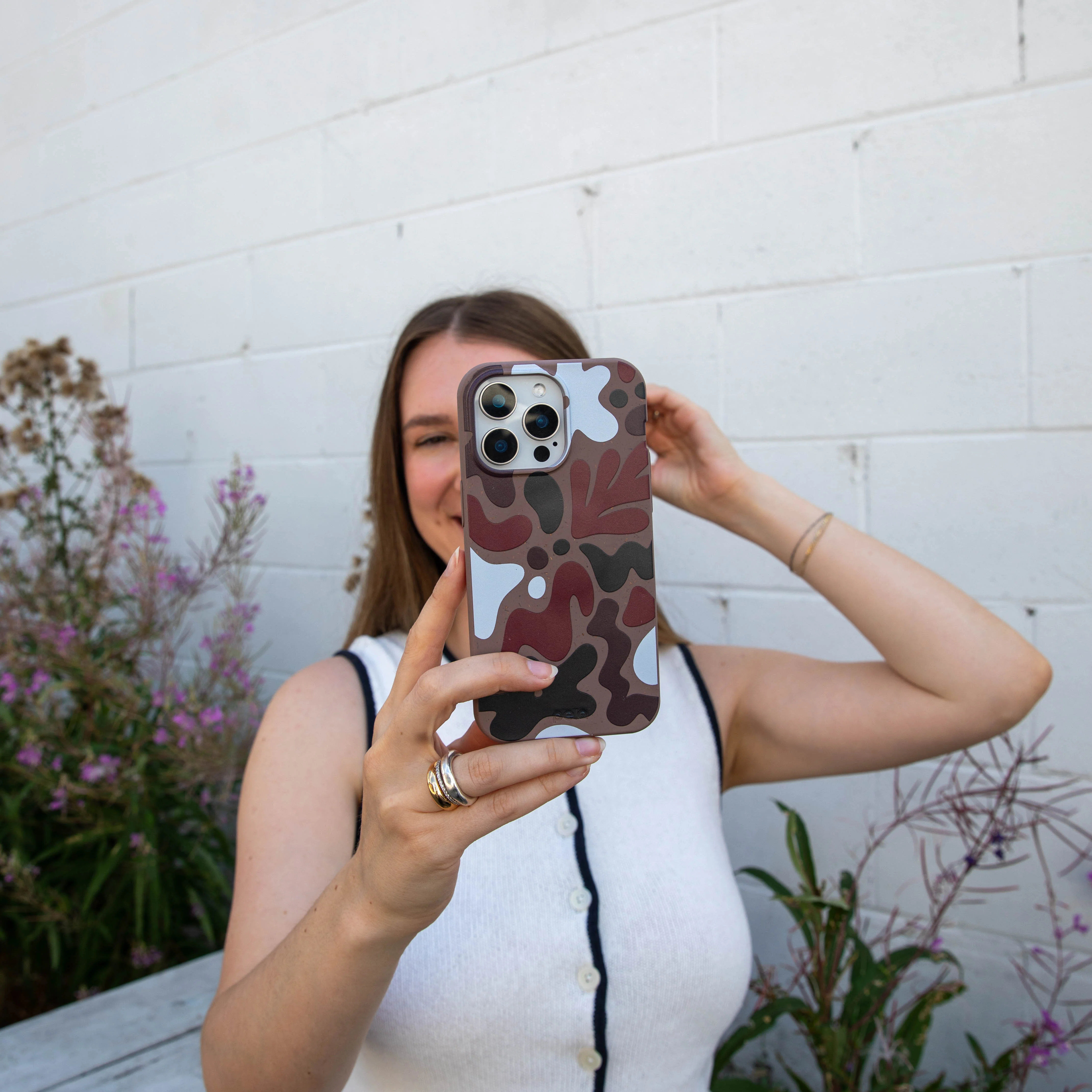 Chocolate Brown Earthy Curves iPhone 15 Plus Case - Image 10