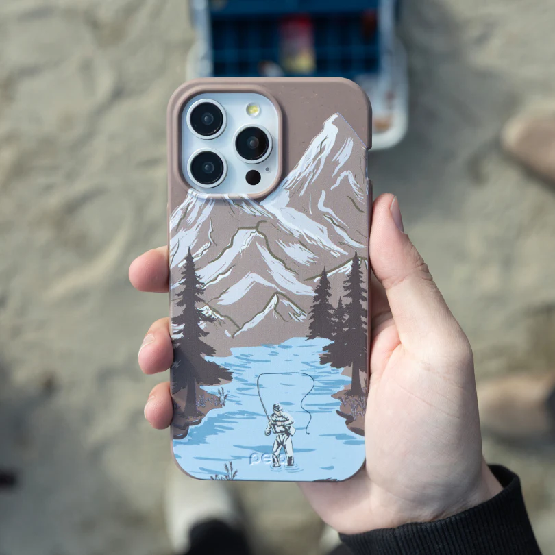 Chocolate Brown Gone Fishing iPhone 11 Case - Image 2