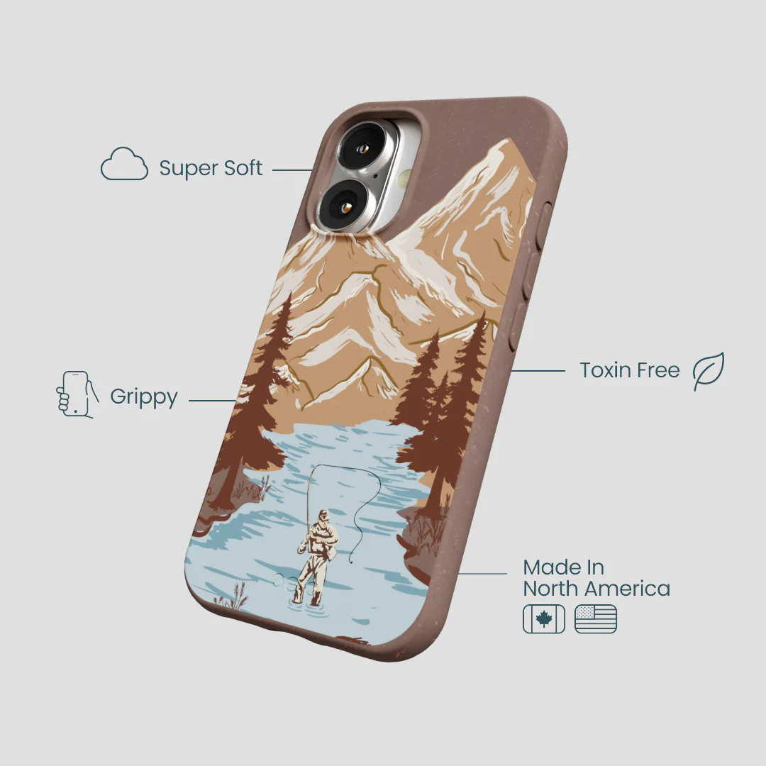 Chocolate Brown Gone Fishing iPhone 16 Case - Image 4