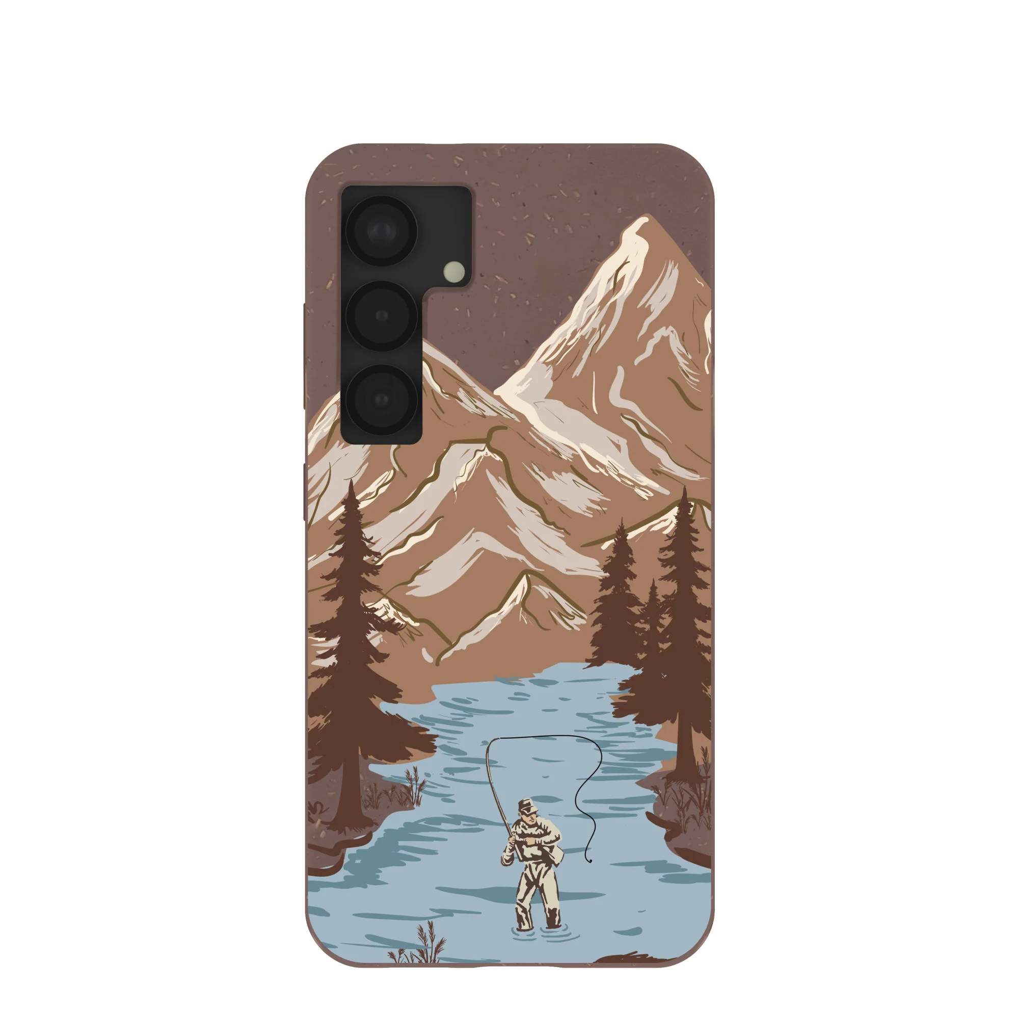 Chocolate Brown Gone Fishing Samsung Galaxy S25 Case