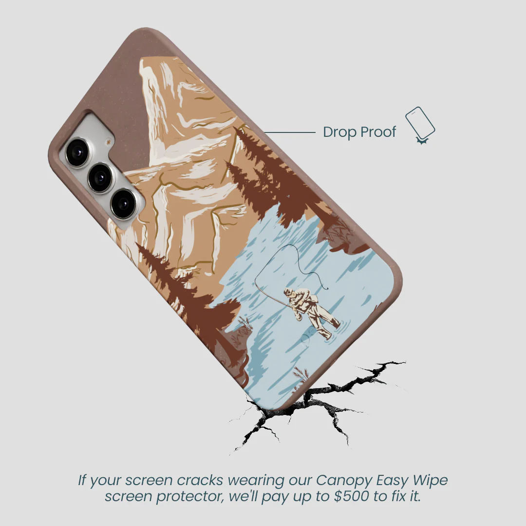 Chocolate Brown Gone Fishing Samsung Galaxy S25+(Plus) Case - Image 5