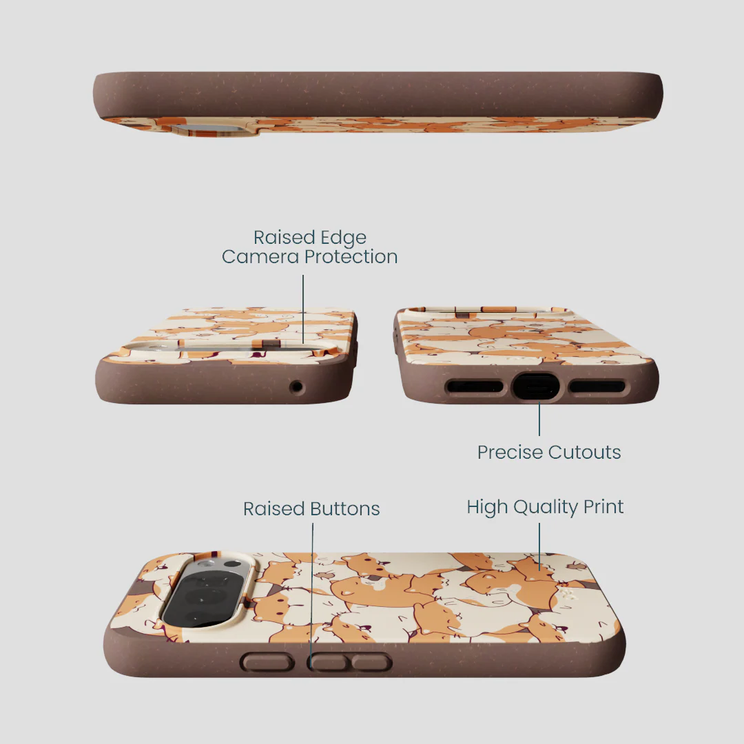 Chocolate Brown Happy Hamsters Google Pixel 10/10 Pro Case - Image 3
