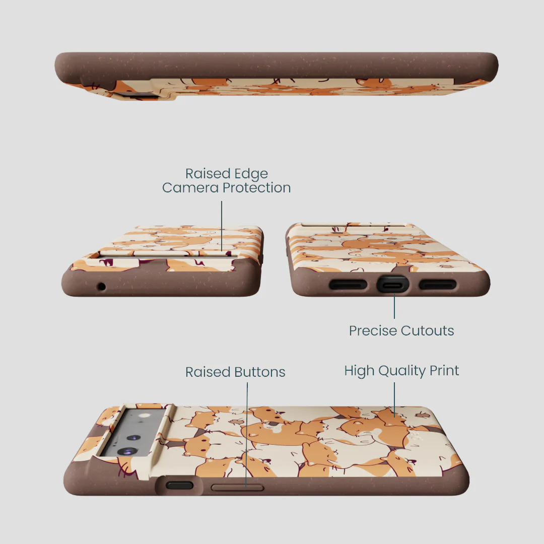 Chocolate Brown Happy Hamsters Google Pixel 6a Case - Image 3