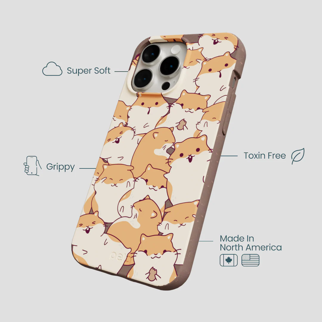 Chocolate Brown Happy Hamsters iPhone 14 Pro Max Case - Image 4