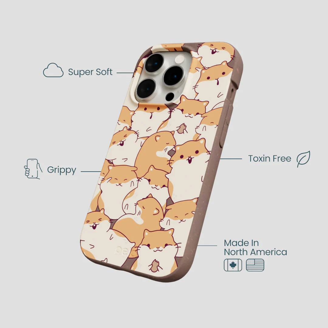 Chocolate Brown Happy Hamsters iPhone 15 Pro Case - Image 4