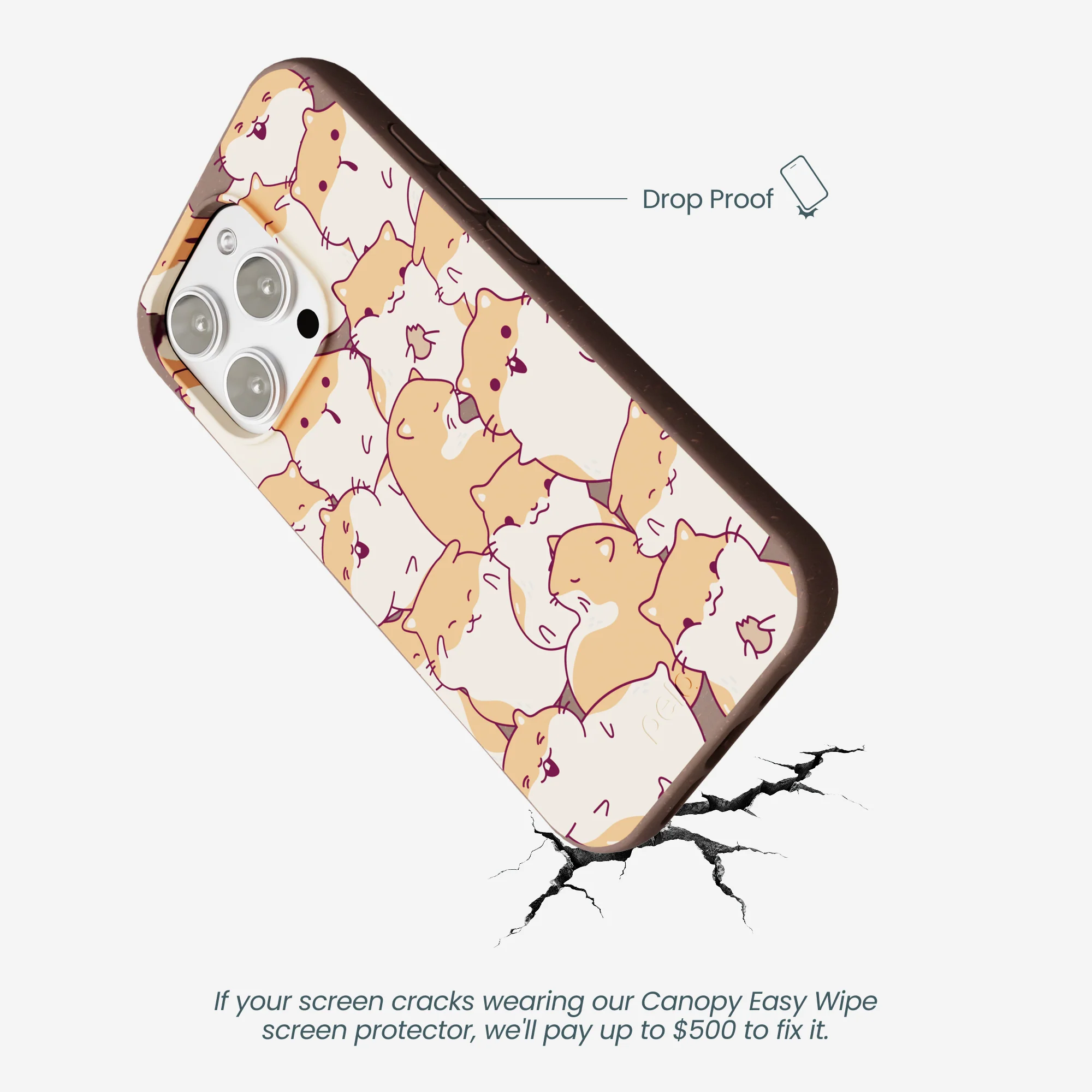 Chocolate Brown Happy Hamsters iPhone 16 Pro Max Case - Image 5