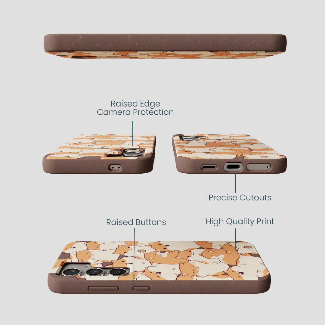 Chocolate Brown Happy Hamsters Samsung Galaxy S25 Case - Image 3