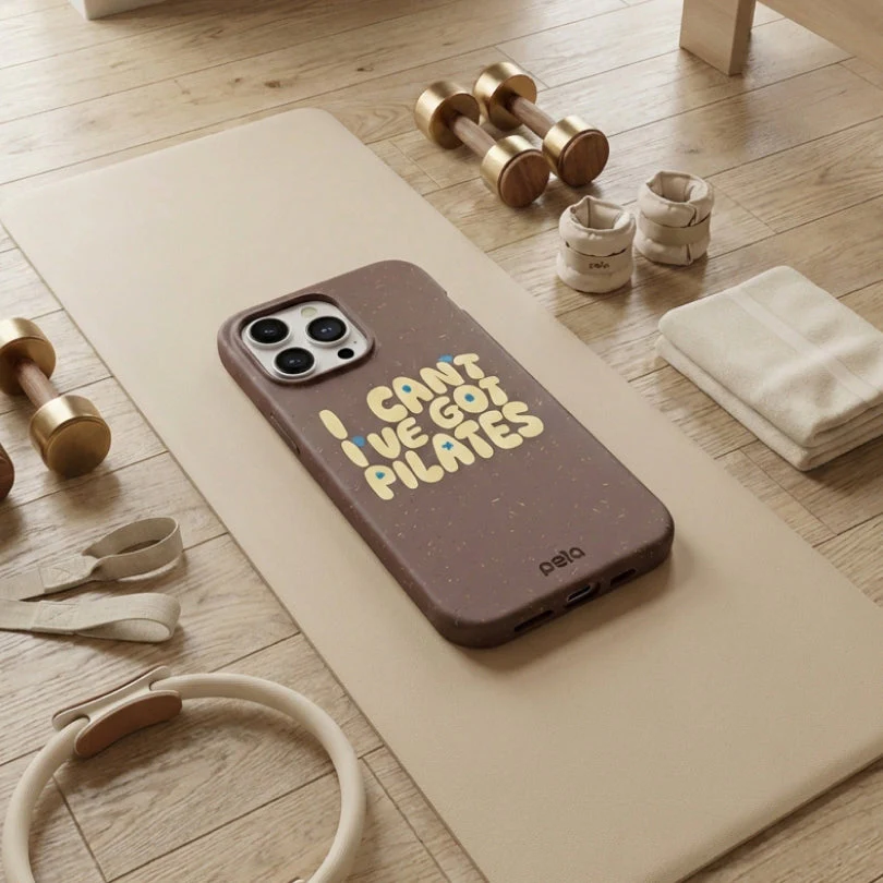 Chocolate Brown Ive got Pilates iPhone 14 Pro Max Case - Image 2