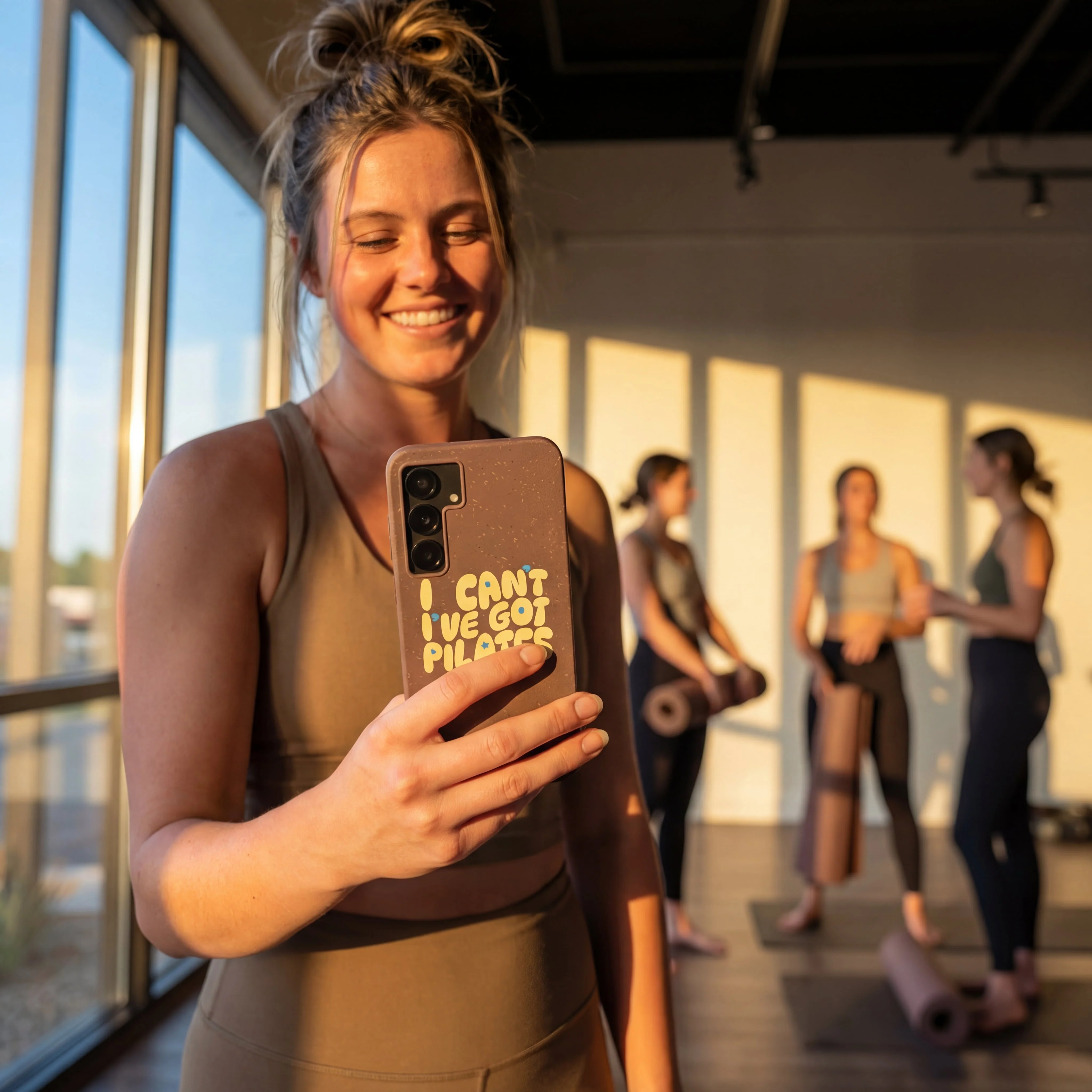 Chocolate Brown Ive got Pilates Samsung Galaxy S24 Case - Image 2