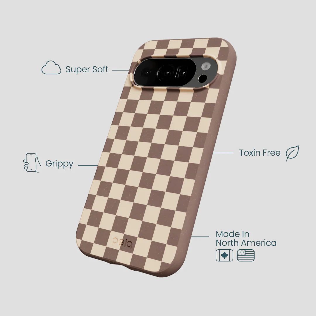 Chocolate Brown Latte Check Google Pixel 10/10 Pro Case - Image 4