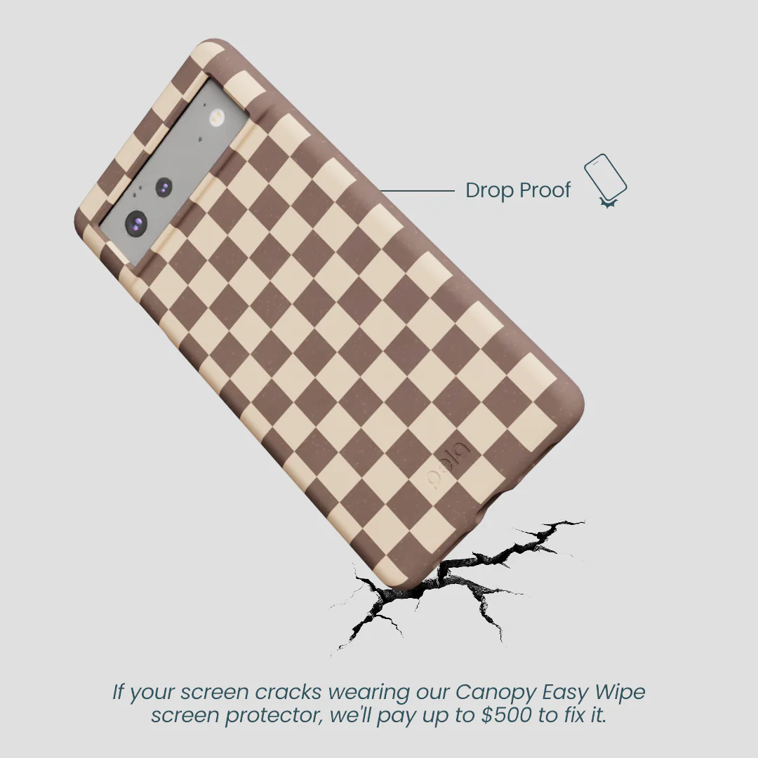 Chocolate Brown Latte Check Google Pixel 6 Case - Image 5