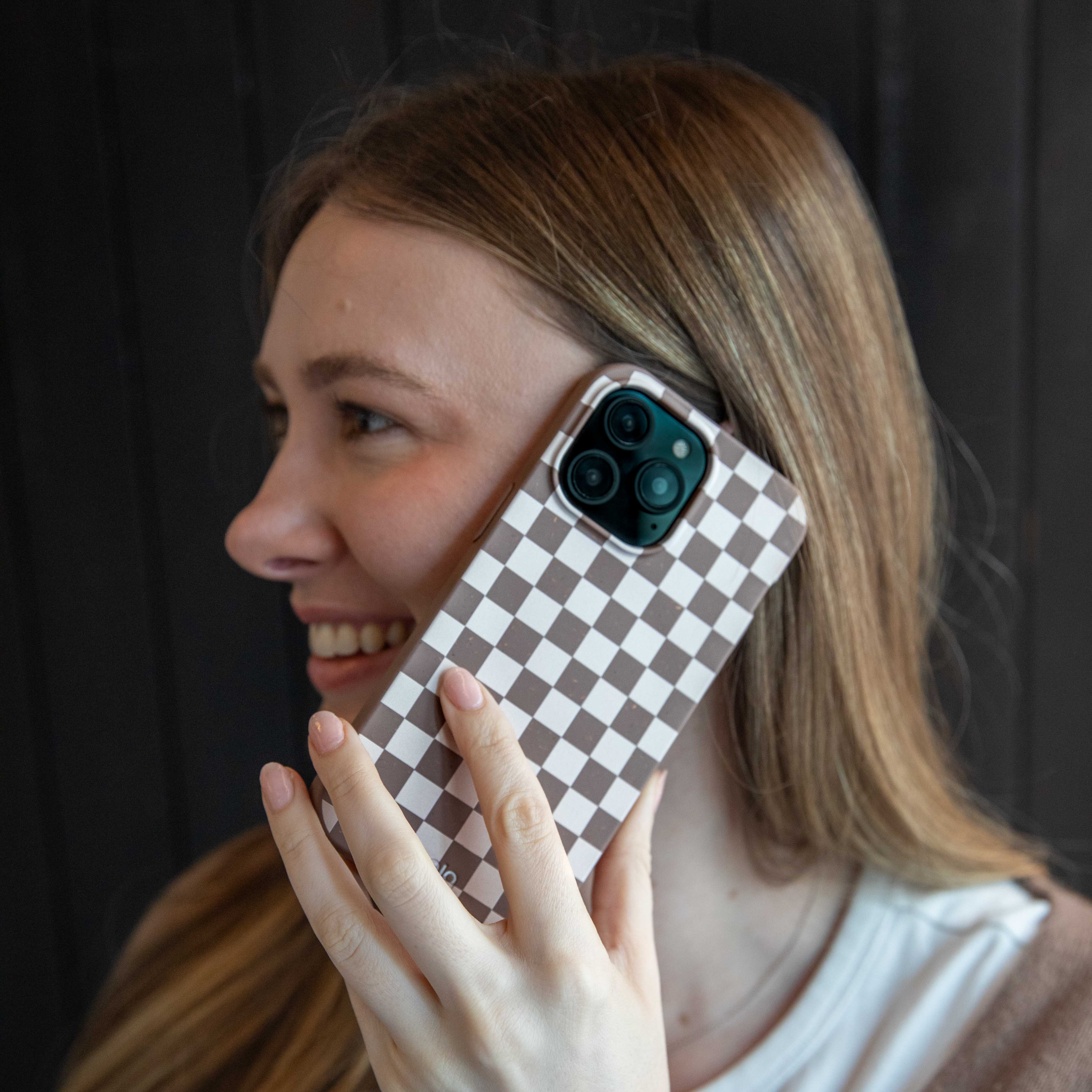 Chocolate Brown Latte Check Google Pixel 6a Case - Image 2