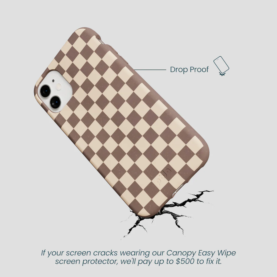 Chocolate Brown Latte Check iPhone 11 Case - Image 5