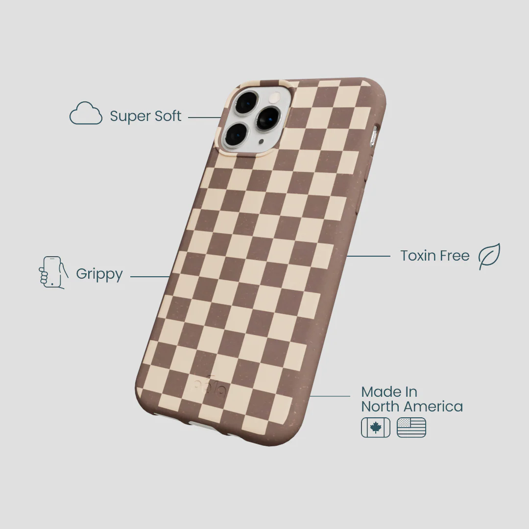 Chocolate Brown Latte Check iPhone 11 Pro Case - Image 4