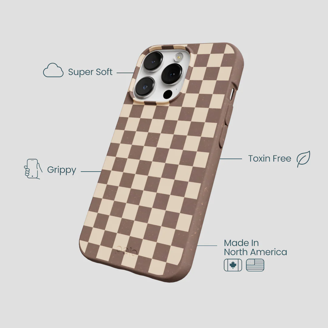 Chocolate Brown Latte Check iPhone 13 Pro Case - Image 4