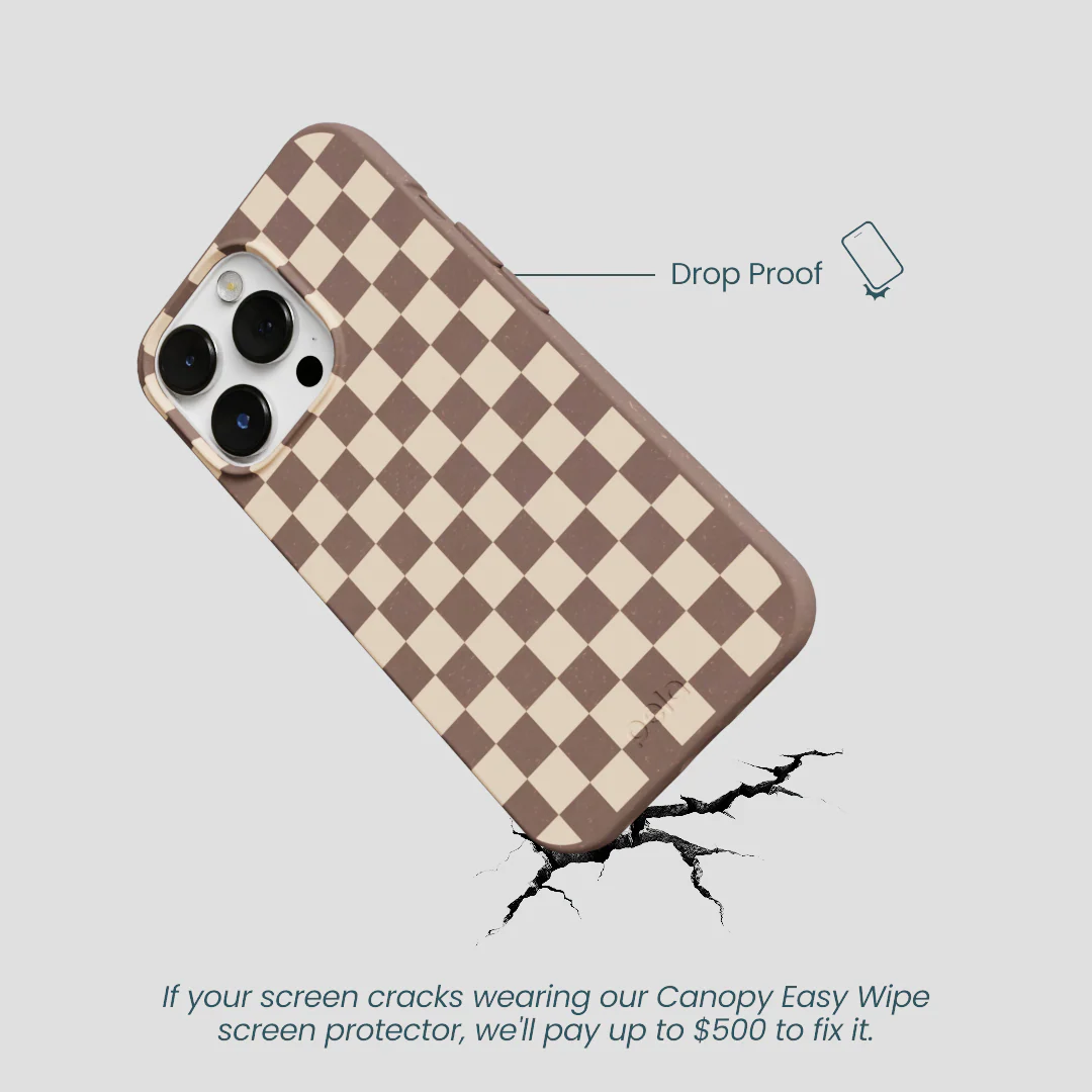Chocolate Brown Latte Check iPhone 13 Pro Case - Image 5