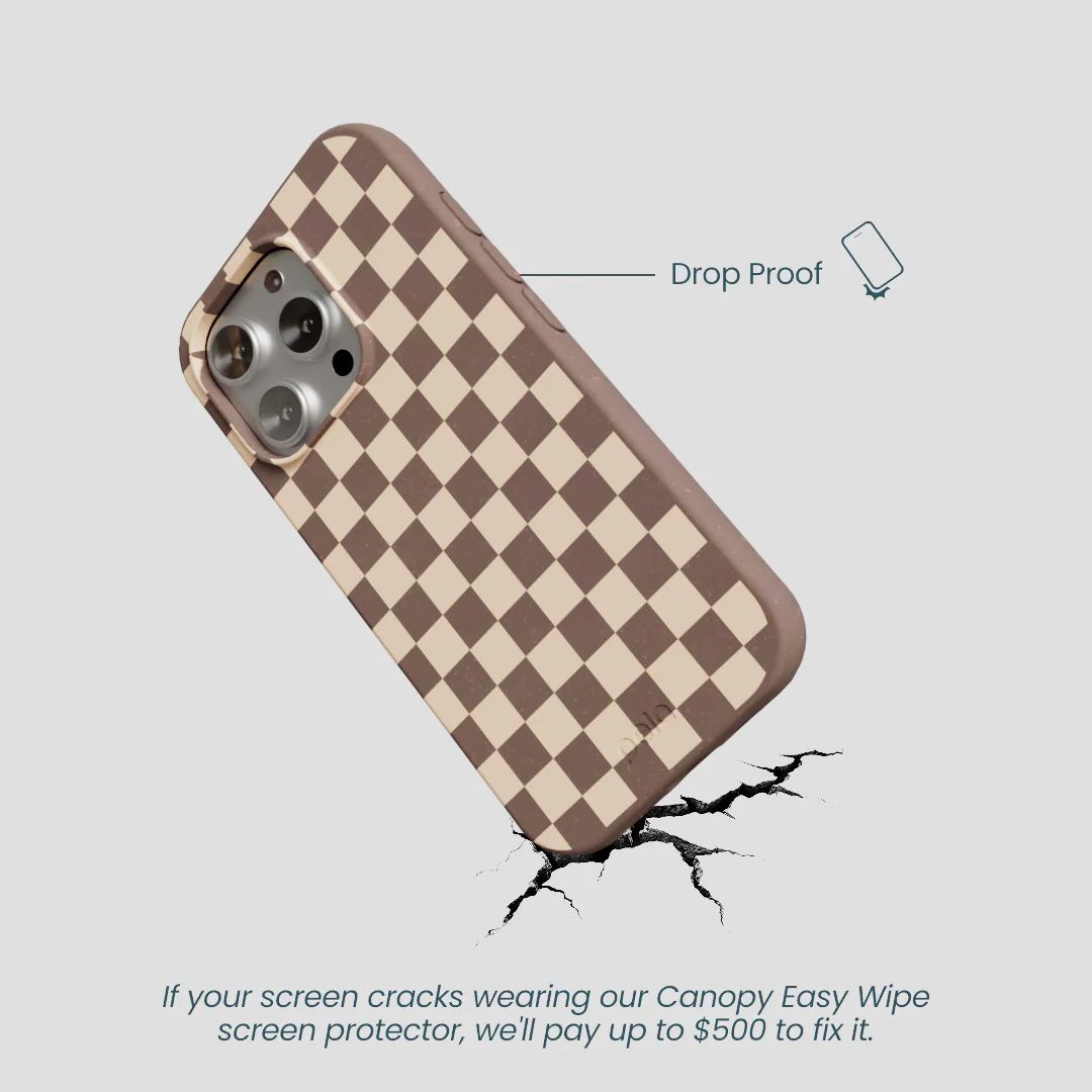 Chocolate Brown Latte Check iPhone 16 Pro Case - Image 5