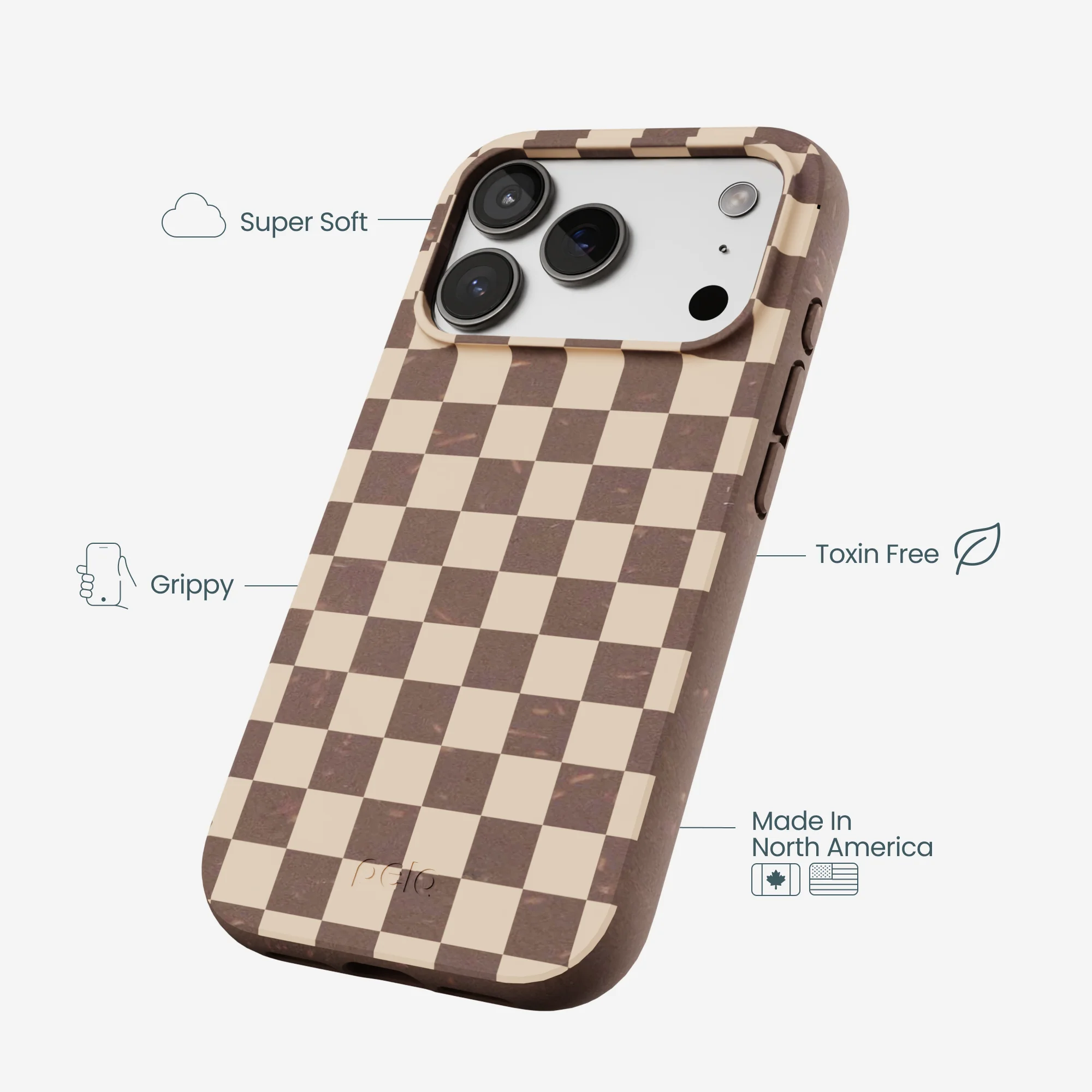 Chocolate Brown Latte Check iPhone 17 Pro Case - Image 4