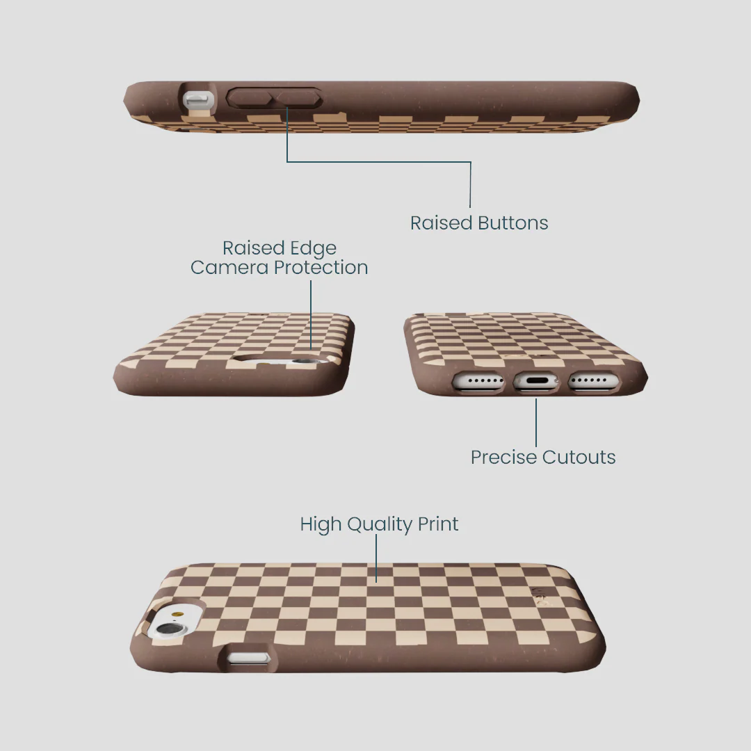 Chocolate Brown Latte Check iPhone 6/6s/7/8/SE Case - Image 3