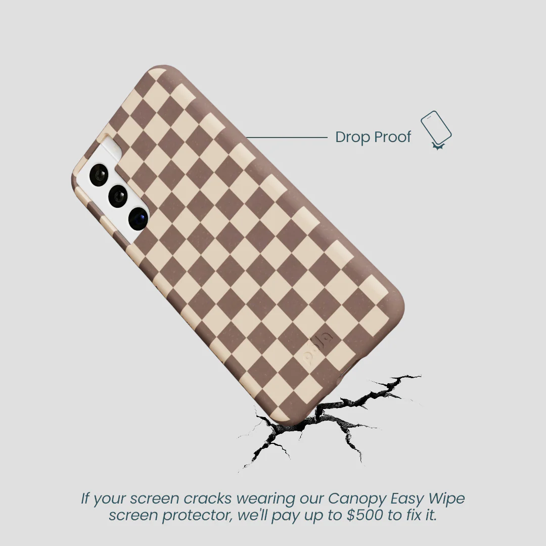 Chocolate Brown Latte Check Samsung Galaxy S21 Case - Image 5