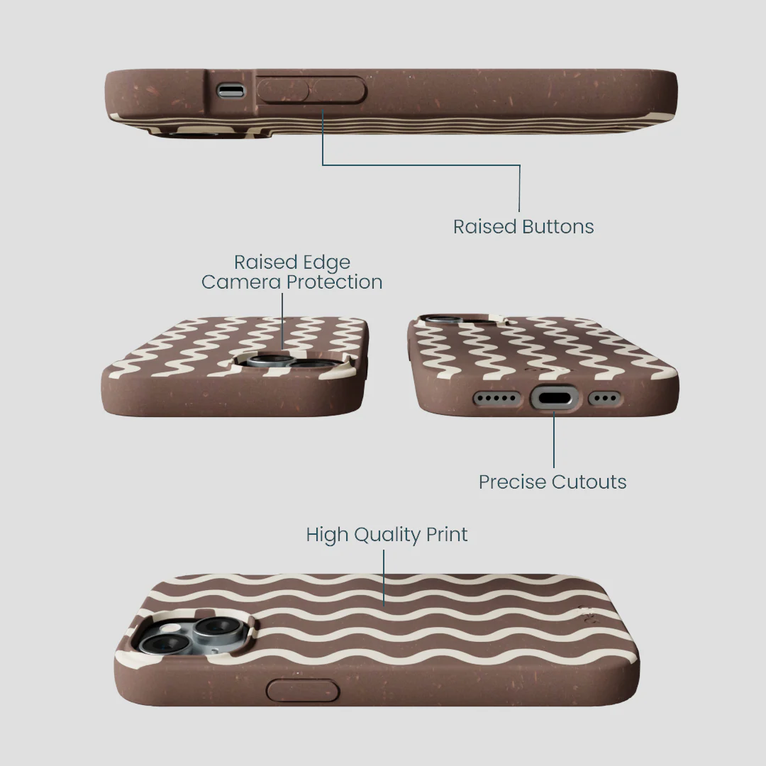 Chocolate Brown Latte Waves iPhone 14 Case - Image 3