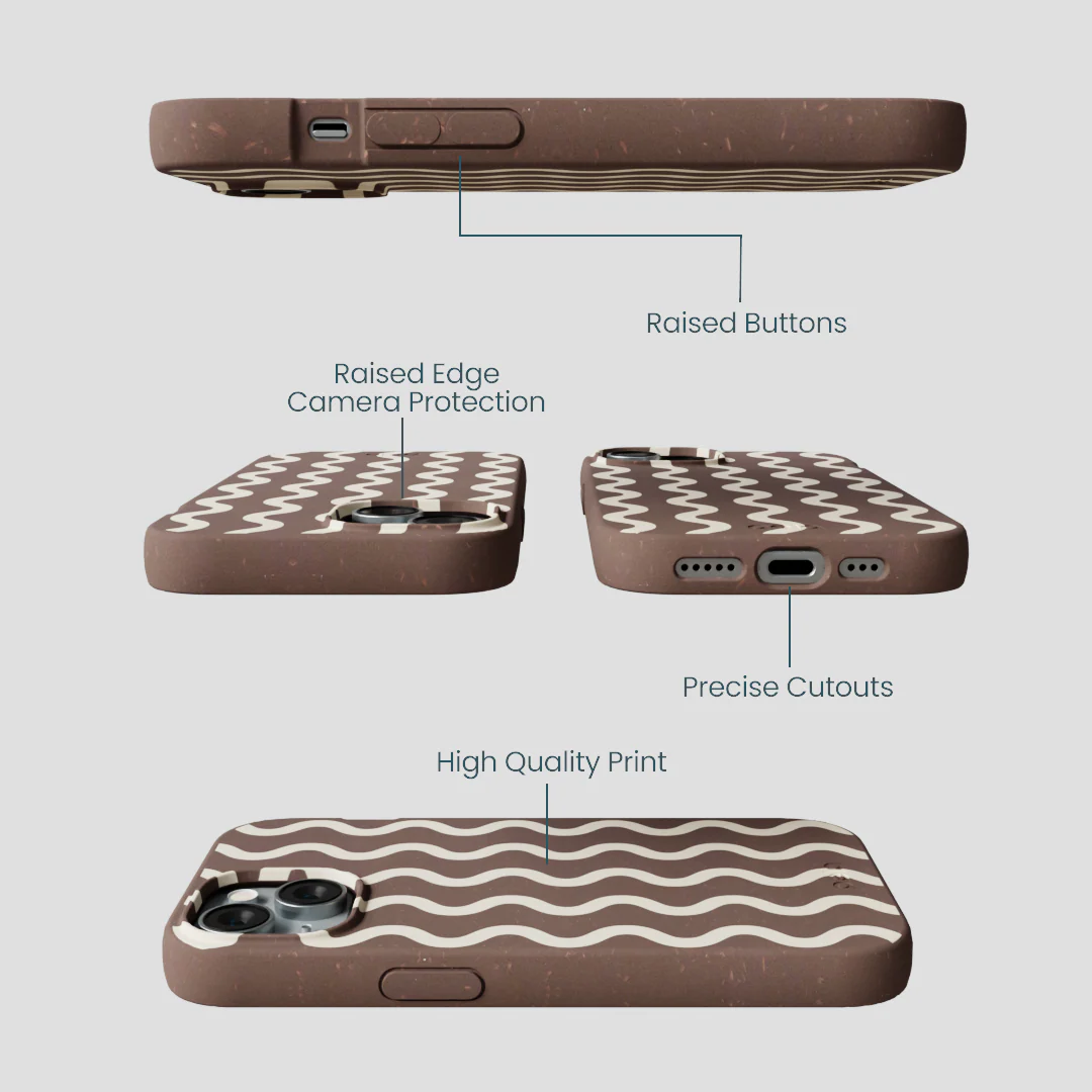 Chocolate Brown Latte Waves iPhone 15 Case - Image 3