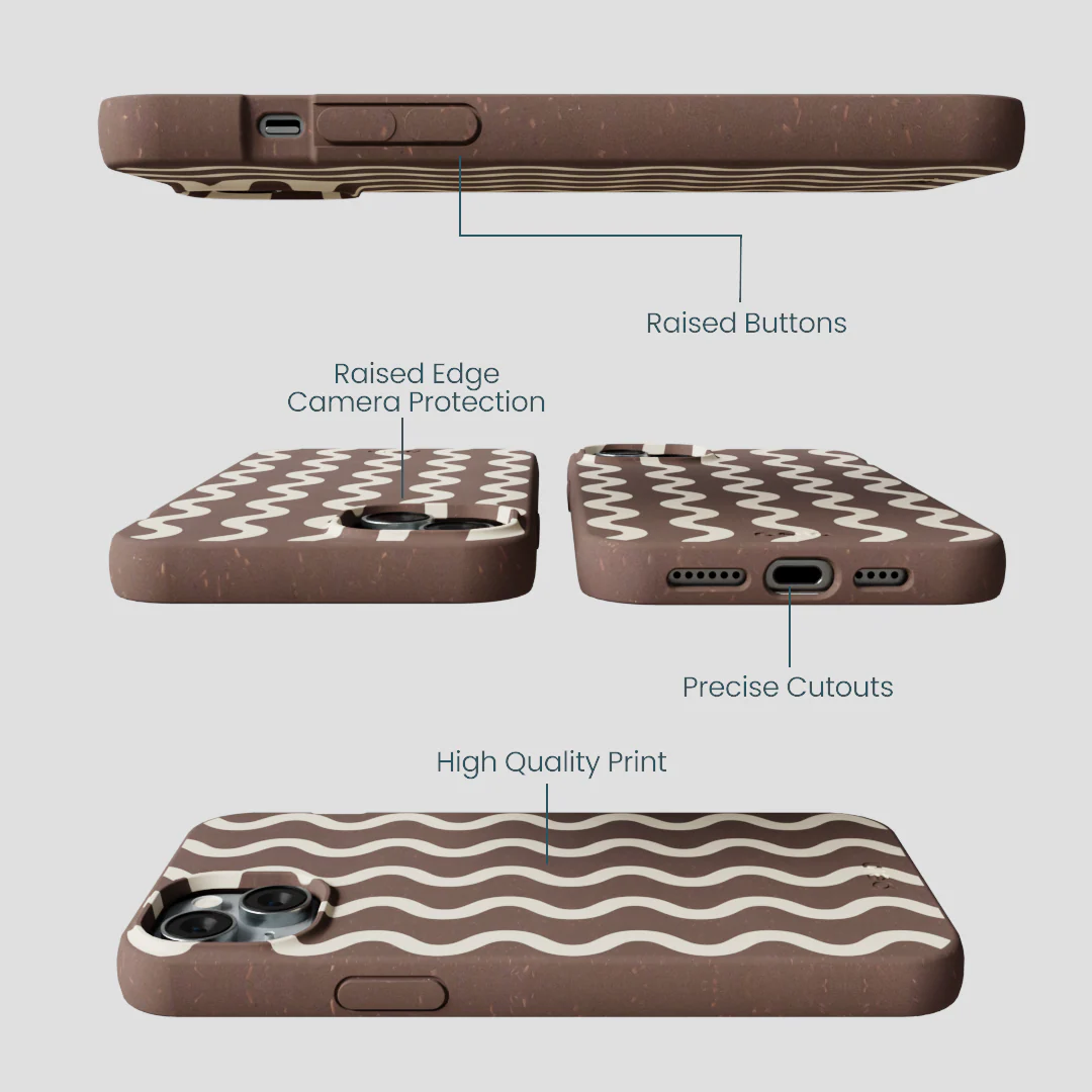 Chocolate Brown Latte Waves iPhone 15 Plus Case - Image 3