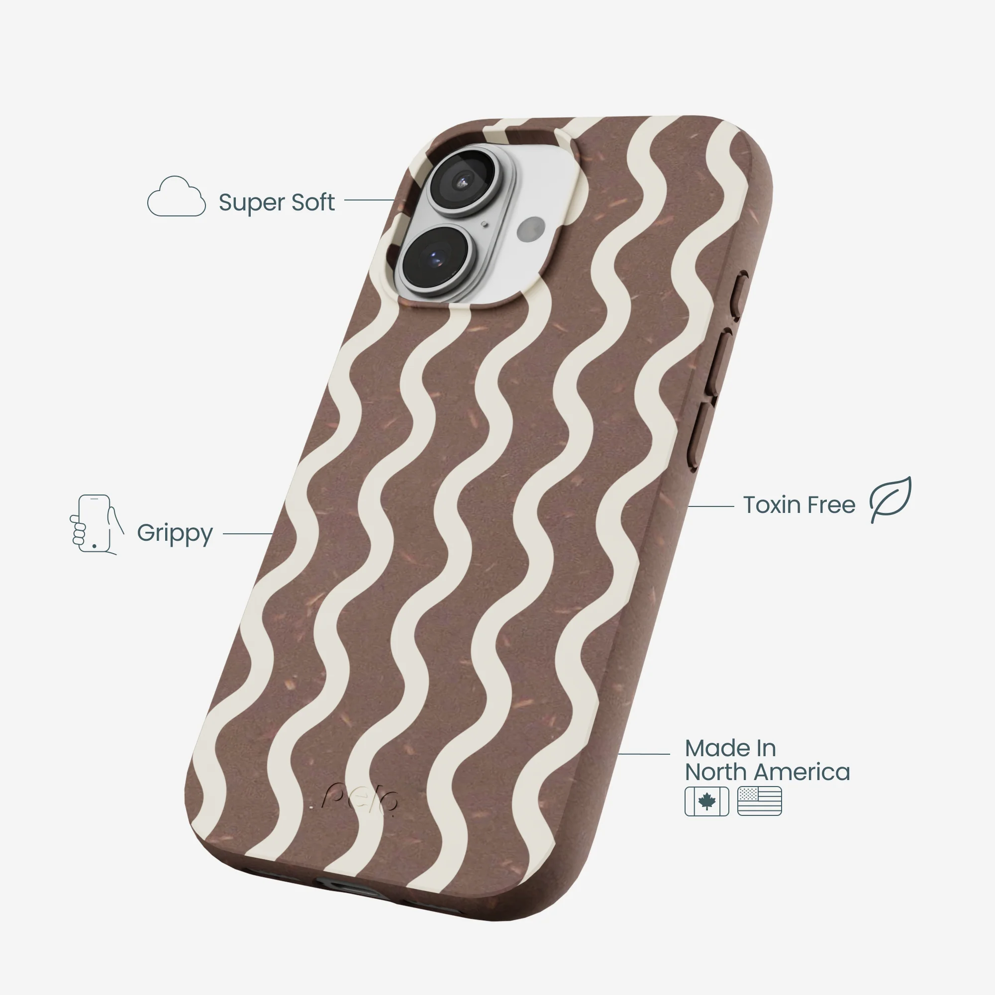 Chocolate Brown Latte Waves iPhone 17 Case - Image 4