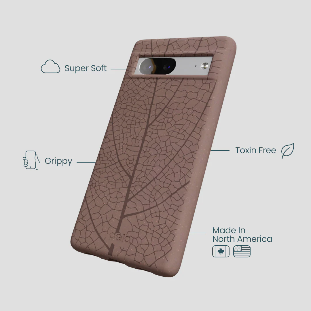 Chocolate Brown Leaf Veins Google Pixel 7 Case - Image 4