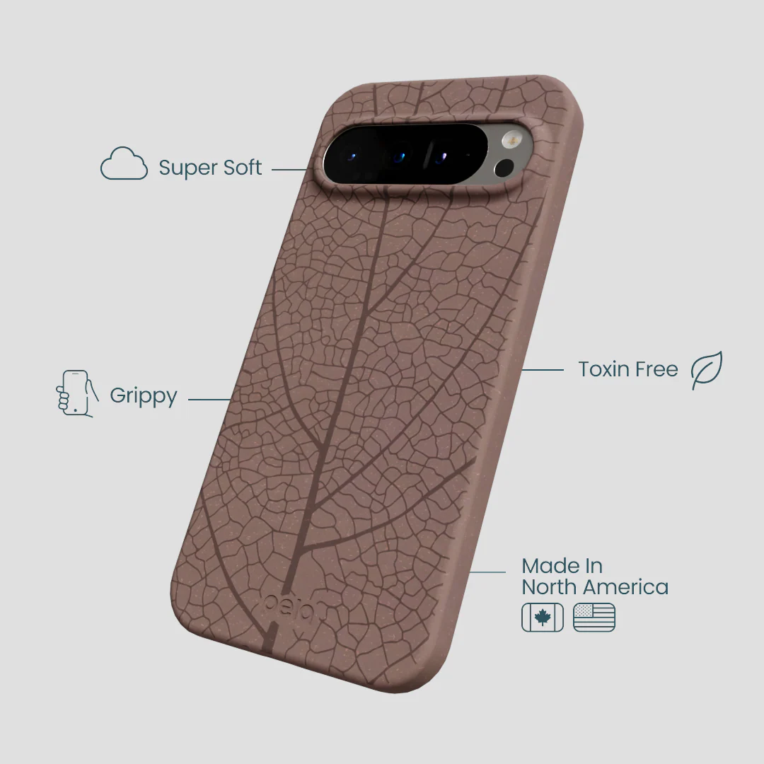 Chocolate Brown Leaf Veins Google Pixel 9 Pro XL Case - Image 4