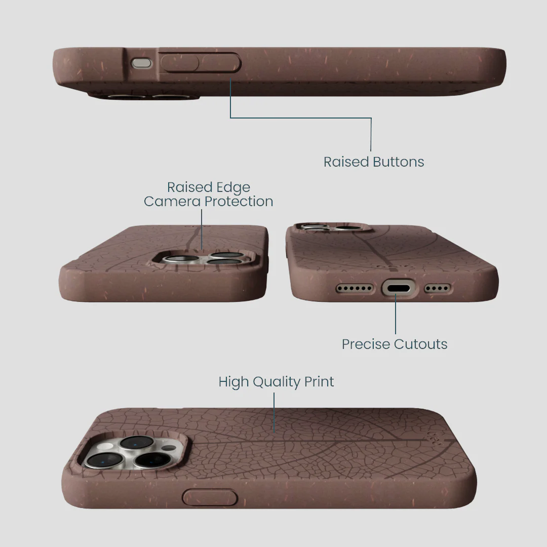 Chocolate Brown Leaf Veins iPhone 14 Pro Max Case - Image 3