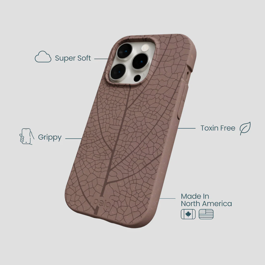 Chocolate Brown Leaf Veins iPhone 15 Pro Case - Image 4