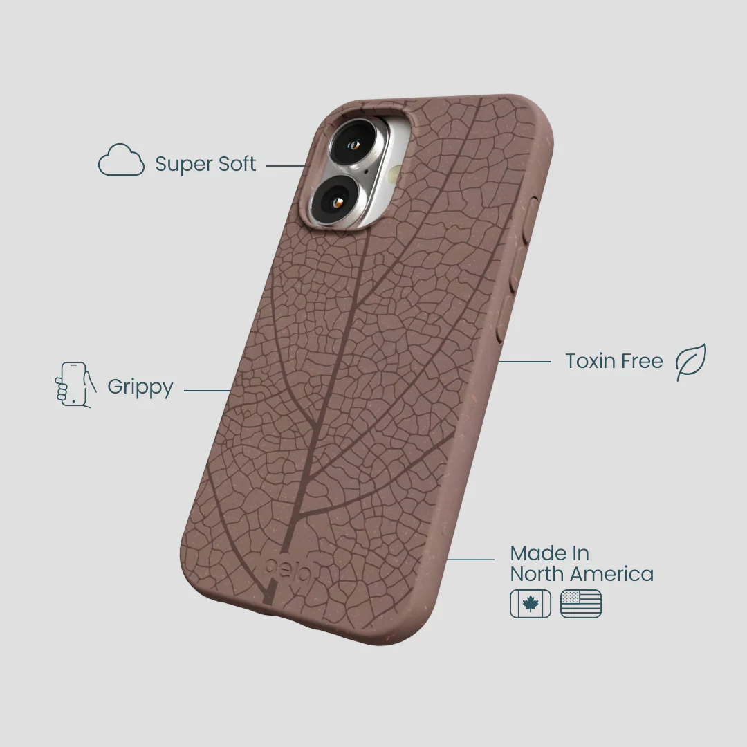 Chocolate Brown Leaf Veins iPhone 16 Case - Image 4