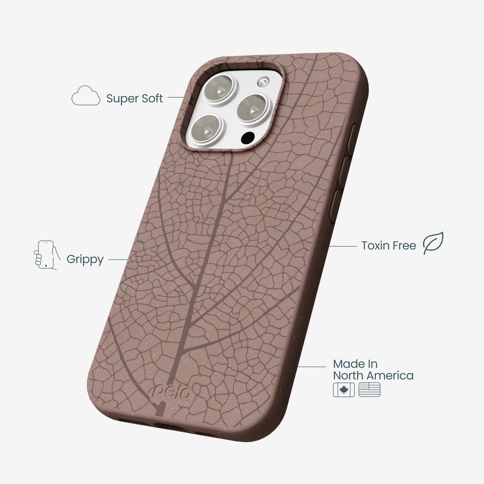 Chocolate Brown Leaf Veins iPhone 16 Pro Max Case - Image 4