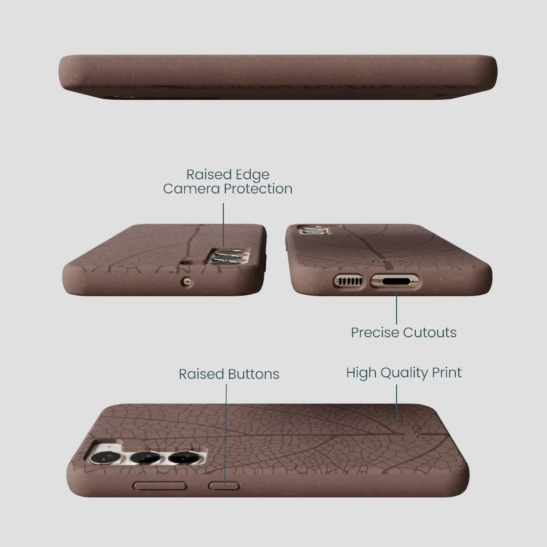 Chocolate Brown Leaf Veins Samsung Galaxy S24+(Plus) Case - Image 3